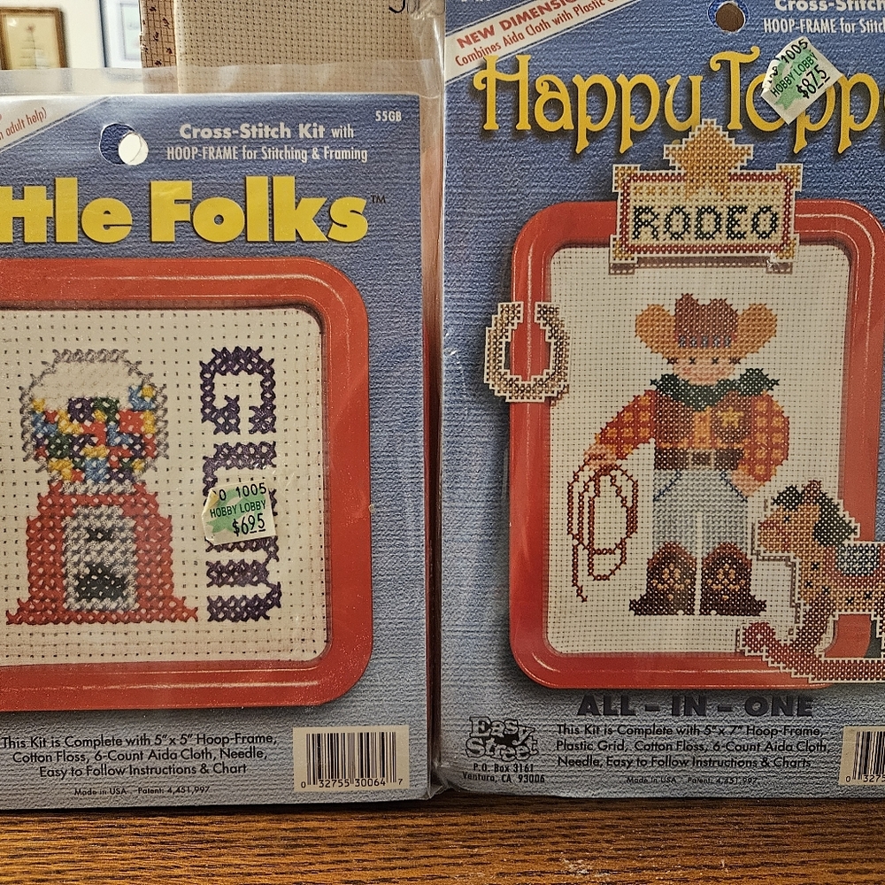 Cross Stitch Rodeo Cowboy Bubblegum Machine Complete Kits Beginner Kids